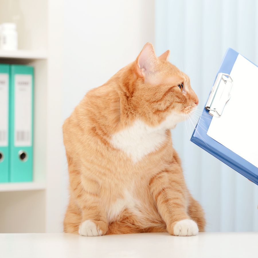 Pet Vaccinations Vet examining beautiful adult cat