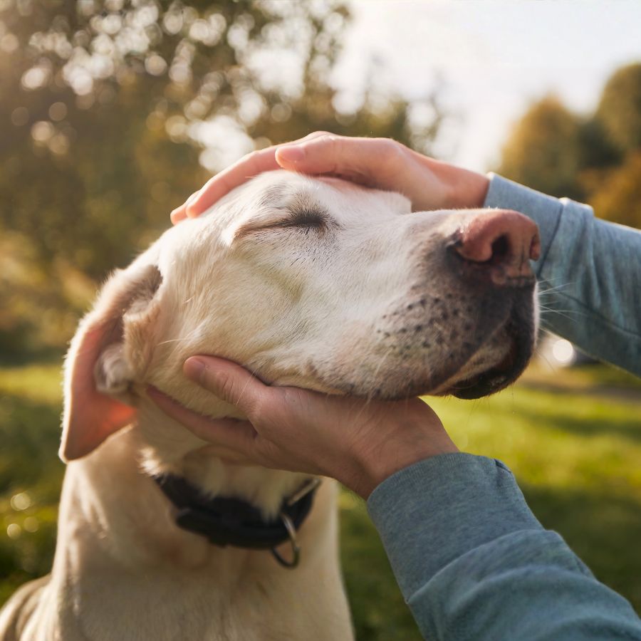 Senior pet care inner Senior dog receiving gentle or comforting care